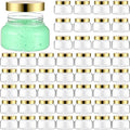 Mumufy Round Plastic Containers Plastic Jars with Lids Empty Travel Containers for Creams Refillable Cosmetic Jars for Lotions Body Scrub Body Butter(8 oz,Gold,Clear,48pcs)