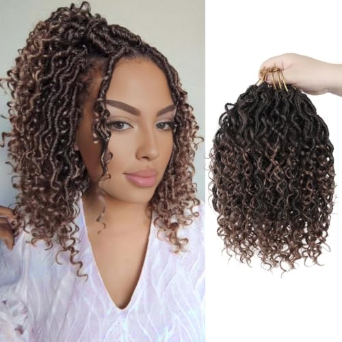 Goddess Locs Crochet Hair 8 Inch - T30, 9 Packs, Curly Ends, Lightweight & Natural