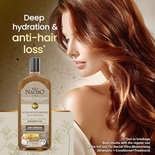 Tio Nacho Ultra Hydration Coconut Oil Conditioner: Anti-Hair Loss, Deep Nourishment, UV Protection, Frizz Control with Organic Coconut Oil & Royal Jelly - 14 Oz