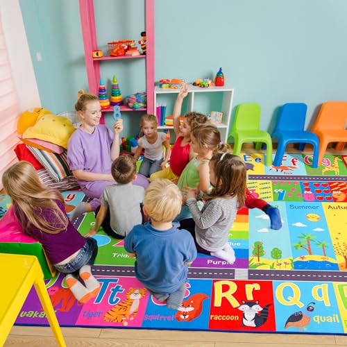 HOMORE Kids Educational Area Rug 5x7 Multi Color Classroom Play Mat