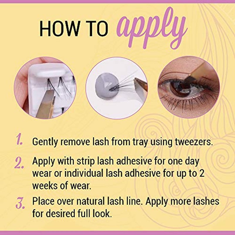 Andrea Individual Lashes Knotted Flares, Short - Black, Lightweight, Natural Look DIY Lash Clusters, Eyelash Extension Kit, 4 Pack