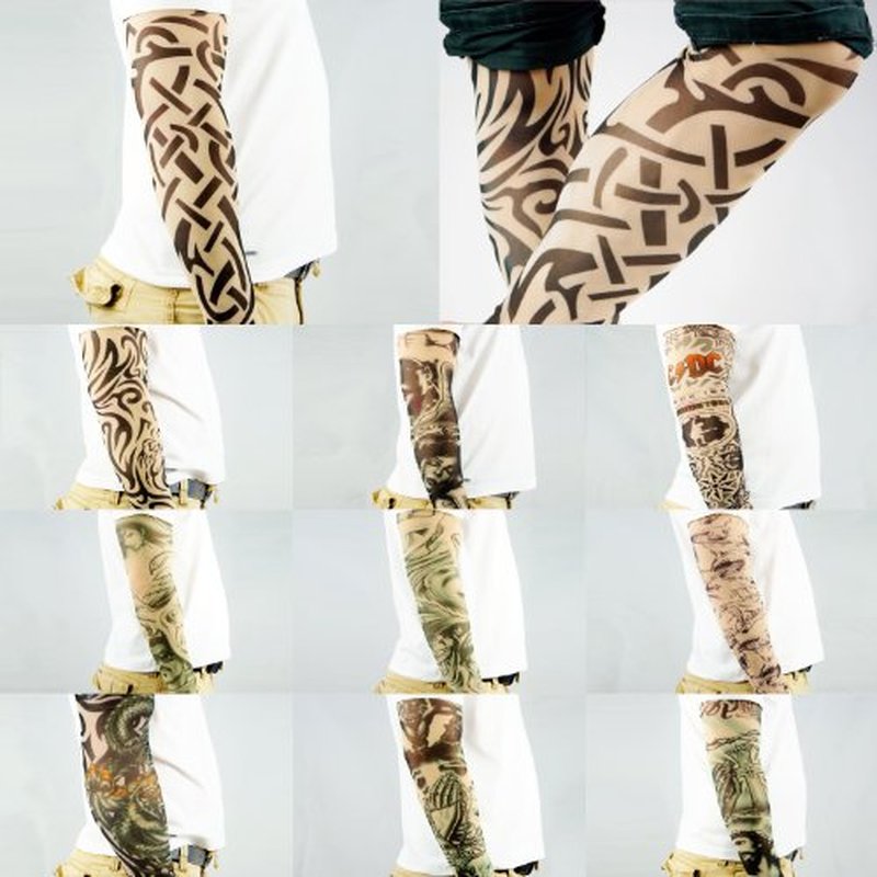 Kare & Kind 10pc Fake Temporary Tattoo Sleeves Body Art Arm Stockings Accessories - Multi Pack 3 Mixed Designs for Unisex-Adults