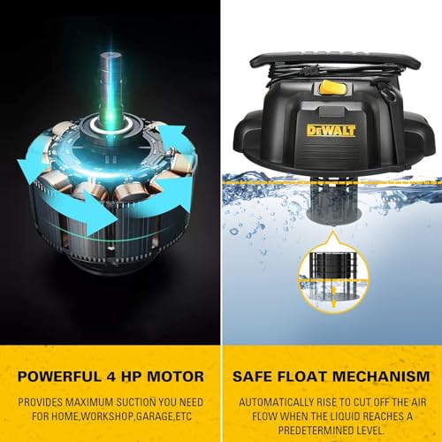 DeWALT 5 Gallon Yellow Wet/Dry Shop Vacuum with Attachments - Powerful 4 Peak HP
