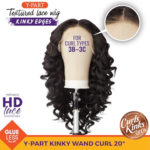 Kinky Wand Curl Synthetic Wig - 20 Inch, Jet Black, HD Lace, Glueless
