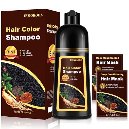 Hair Dye Shampoo 3-in-1 for Gray Coverage Dark Coffee - Easy At-Home Root Touch Up