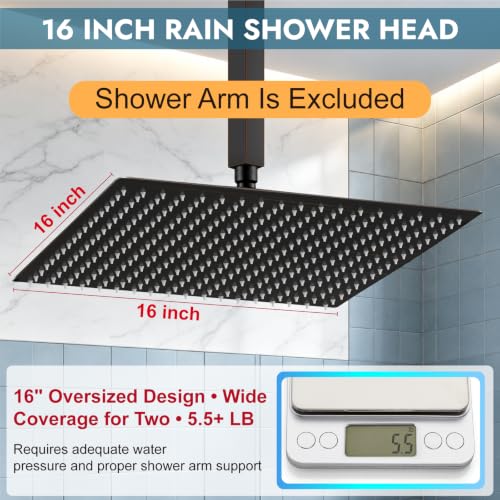 Midanya Square Rain Shower Head - High Pressure, Oil Rubbed Bronze 16 Inch - Variation: Bronze / 16 Inch