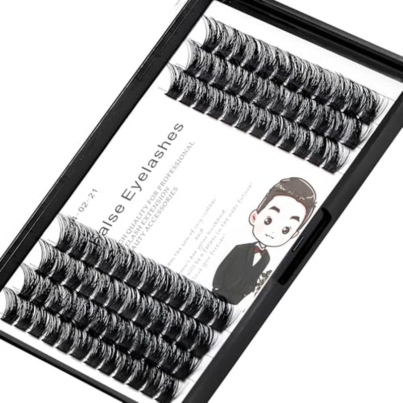 Bodermincer 84 Clusters D Curl Wide Cluster False Eyelash Volume Lashes Natural Eyelashes Set DIY Eyelash Extension 3D Effect Glue Bonded Band Individual Lash Home Eyelash Extension (10MM)