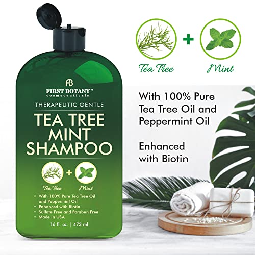 First Botany Tea Tree Mint Shampoo & Conditioner Set for Hair Loss & Dandruff - Sulfate Free, 16 Fl Oz, Variation: Tea Tree Mint
