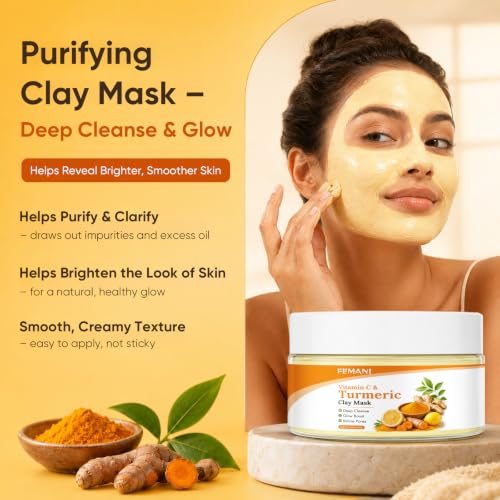 Turmeric Skin Care Set - Soap, Facial Cleanser, Toner & Clay Mask - 4 Packs