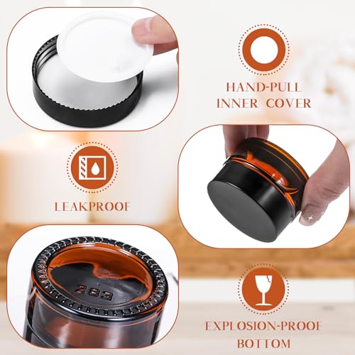 Honeydak 24 Pack 0.7oz Amber Glass Jars with Lids, Glass Cosmetic Jars, Reusable Empty Round Cosmetic Container for Creams and Ointments(Amber)