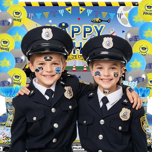 50 PCS Police Temporary Tattoos for Kids, Police Car Polices Officer Policeman Themed Tattoos for Birthday Party Supplies, Favors, Decorations Cute Fake Tattoo Stickers for Boys Girls Party Bag Filler