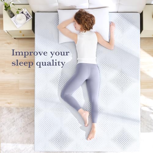 SINWEEK Twin XL 3 Inch Gel Memory Foam Mattress Topper with Cooling Gel, Ventilated Support Pad