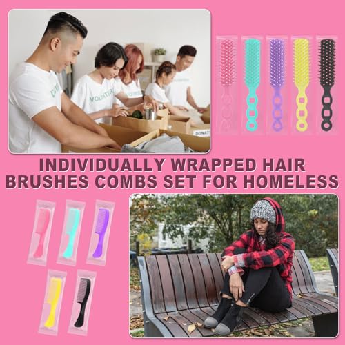 Skourvut 100 Pack Disposable Hair Combs & Brushes - Assorted Colors, Individually Wrapped, Travel & Styling Use