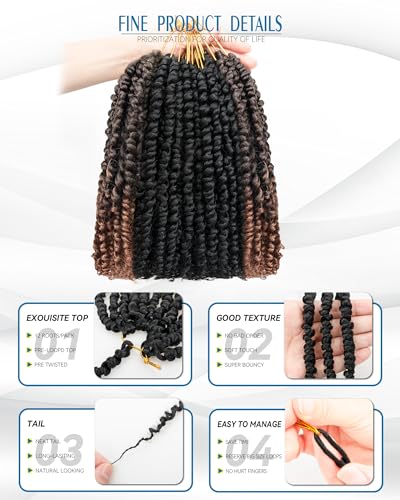 10 Inch Passion Twist Crochet Hair - Mixed Color Combo Pack 8 Packs 1B+T30