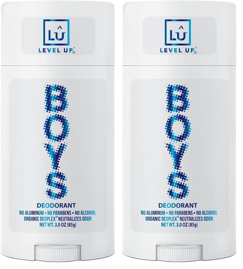Level Up Boys Deodorant Pack of 2 - Aluminum-Free, 24 Hr Odor Protection, Natural Scent