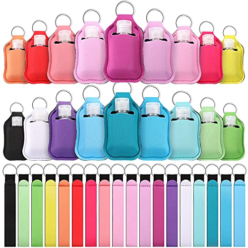 Colorful Hand Sanitizer Holder Keychain Set with Refillable Bottles - 54 Pcs Travel Accessories