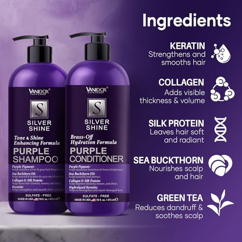 Silver Shine Set - Sulfate-Free Purple Shampoo & Conditioner for Grey & Silver Hair