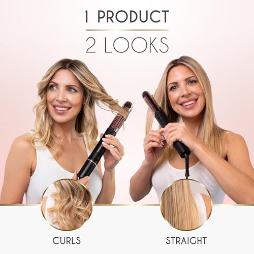 2-in-1 Hair Straightener and Air Curler Titanium Flat Iron with Adjustable Heat