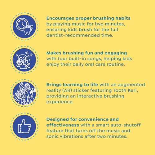 Sonic Cavitar Musical Sonic Kids Toothbrush - Interactive Musical Oral Care for Ages 2-12