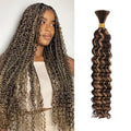 Deep Wave Human Braiding Hair - Highlight Balayage #4P27, 12 Inch, 50g, No Weft, Curly Extensions