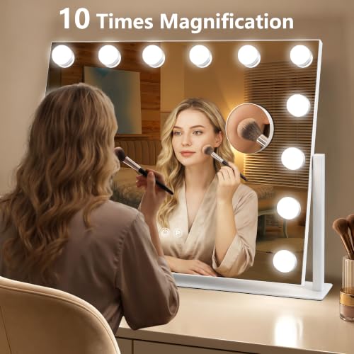 Vanity Mirror with Lights 22x17 Inch Full-View 360° Rotation - White - Variation of THIS listing