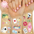 xo, Fetti Casino Temporary Tattoos - 50 Gold Foil | Bachelorette Decorations, Birthday Accessory, Las Vegas Bach Theme Favor, Game Night Bday Gift, Feeling Lucky Dice Decor, Girls Poker Party