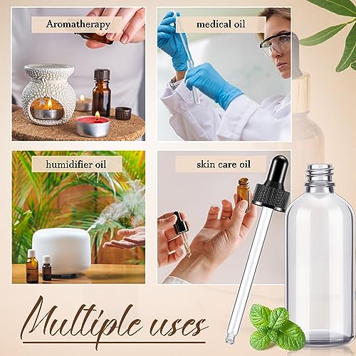 Lallisa 48 Pack Essential Oil Dropper Bottle Glass Dropper Bottles DIY for DIY essential Oil Perfume with Funnels Pipettes Labels for Bathrooms, Hotels, Labs (120 Ml,4 oz,Clear)