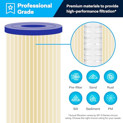 Sediment Water Filter Cartridge 30 Micron 10x4.5 Inch - Pack of 8