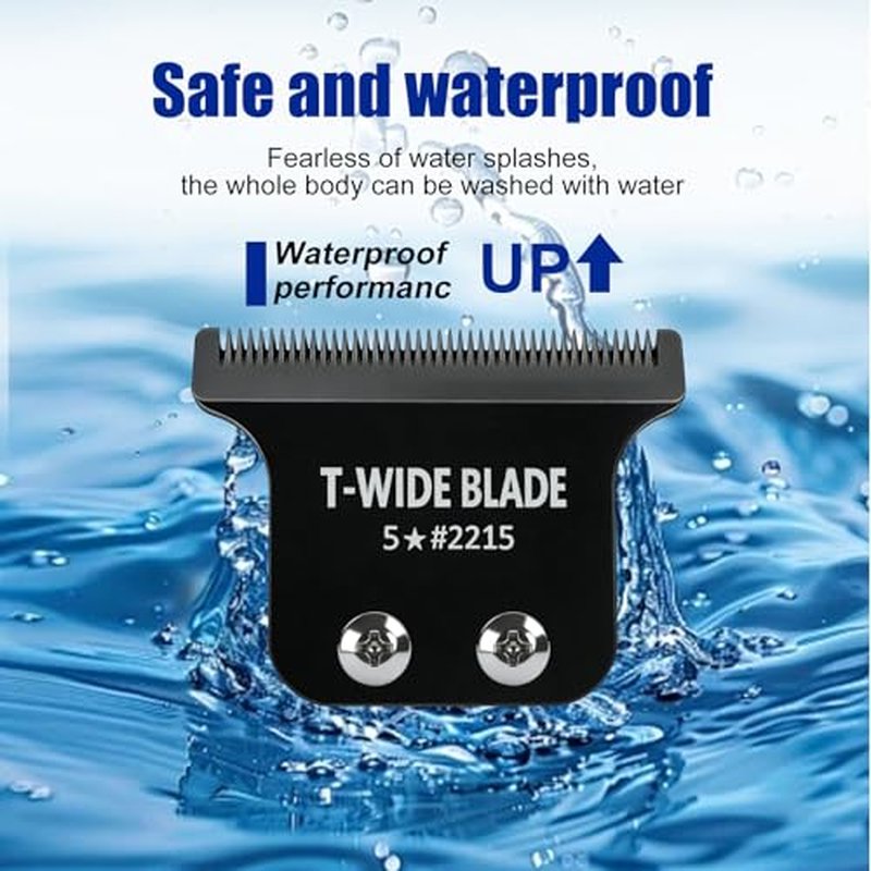 2215 Replacement T Wide Blades Replacement for Wahl 5 Star Detailer Li Trimmer 8081/8171- Adjustable Zero-Gap Stainless Steel Blade,Black 1 Pack