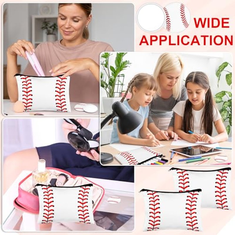 40 Baseball Makeup Bags Mirror Bulk Sport Team Gifts Baseball Cosmetic Bag Accessories for Women Toiletry Zipper Pouch Travel Canvas Gifts Stuff for Party Team Players Lover