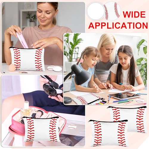 40 Baseball Makeup Bags Mirror Bulk Sport Team Gifts Baseball Cosmetic Bag Accessories for Women Toiletry Zipper Pouch Travel Canvas Gifts Stuff for Party Team Players Lover