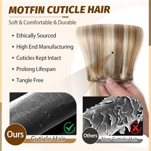 Light Blonde Highlighted Clip-In Hair Extensions 18 Inches - Seamless Real Human Hair for Women