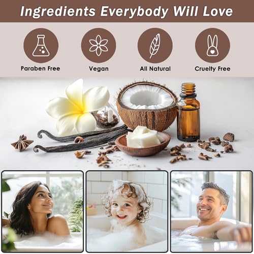 Spa Baskets For Women - Luxury Bath Set With Coconut & Vanilla - Spa Kit Includes Wash, Bubble Bath, Lotion, Bath Salts, Body Scrub, Hand Cream, Shower Puff, Bathbombs, Soap and Towel