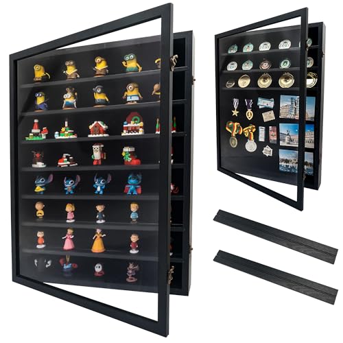 Hodeframe 18x24 Large Black Shadow Box Frame with Removable Shelves (Black, 18x24) – Deep Display Case for Collectibles