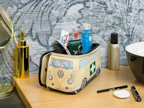 Large VW T1 Bus Camper Toiletry Bag - Water-Resistant Neoprene Cosmetic Case with Mesh Compartments