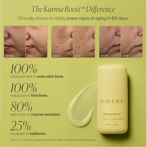 Kayura Karma Boost Vitamin C + Antioxidant Serum | Brightening & Skin Tone Support | With Vitamin C, E, Niacinamide & Resveratrol | For Dull & Uneven-Looking Skin | 30 ml