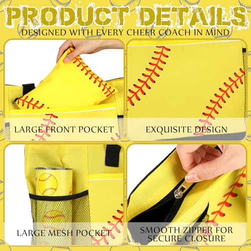 Softball Gifts Set with Tote Bag, Makeup Bag, 20 oz Tumbler & Keychain - Softball Themed Birthday Gift