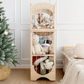 Kids Wooden Stuffed Animal Storage Organizer with Lockable Wheels