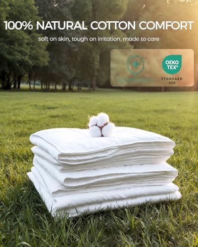 King White Cotton Duvet Cover with Dust Mite Protection - Hypoallergenic Bed Protector