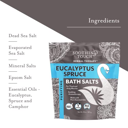 Eucalyptus Spruce Bath Salts - Soothing Purifying and Cooling 32 Oz Pack of 3