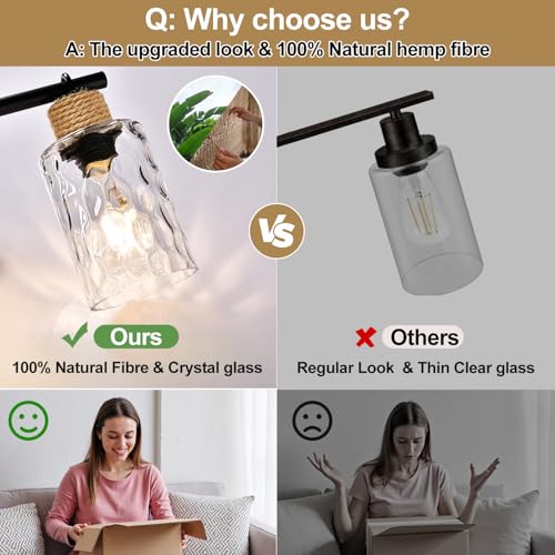 Matte Black 5-Light Coastal Vanity Light with Crystal Glass Shades – Farmhouse Bathroom Wall Fixture