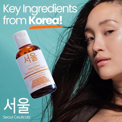 Korean Turmeric Face Wash Brightening & Hydrating Cleanser for Sensitive Skin 4oz