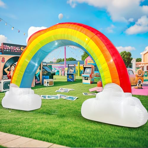 14FT Inflatable Rainbow Arch with LED Lights - Pride Yard Decorations, Outdoor Party & Garden Decor | Rainbow Inflatable Music Archway - Variation of Rainbow Arch