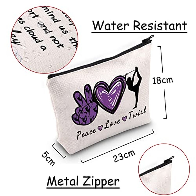 JXGZSO Baton Twirling Gift Peace Love Twirl Cosmetic Bag Baton Gifts For Women Baton Gymnast Makeup Bag Twirling Lover Gift