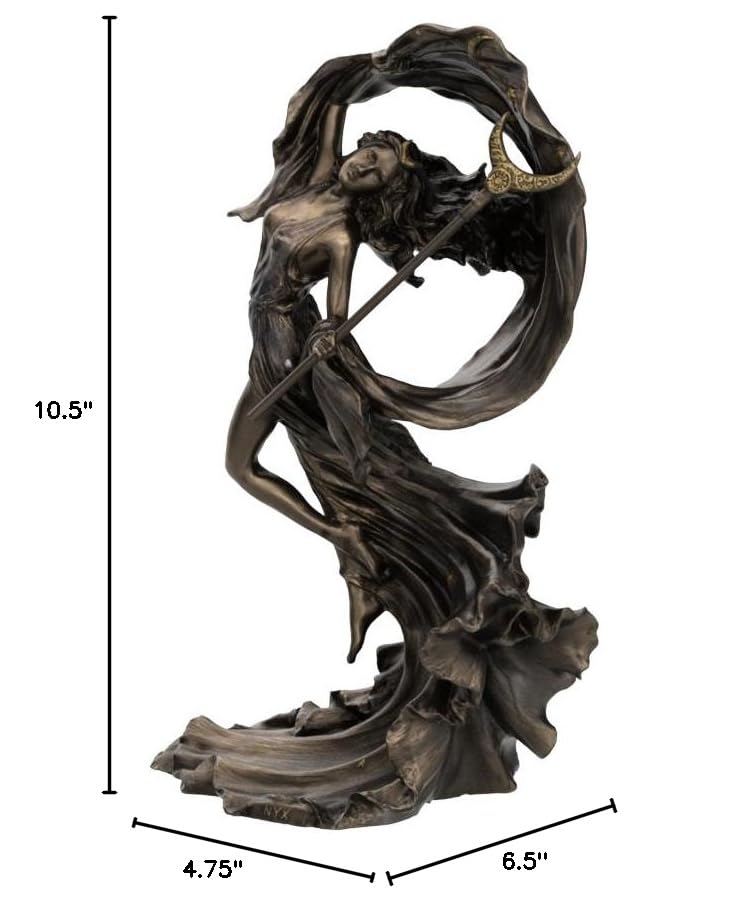 Greek Goddess Nyx Cold Cast Bronze Resin Sculpture Statue - Mythology Figurine
