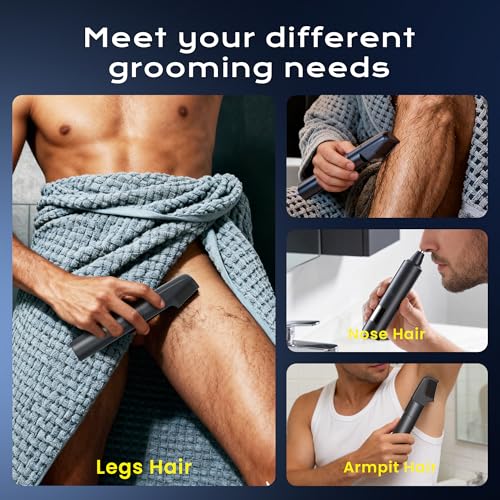 Men's Waterproof Pubic Hair Trimmer with LED Display - Black