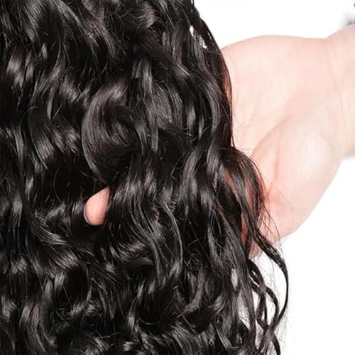 Black Water Wave Human Hair Bundles - 14 16 18 Inch, 3 Pack, Virgin Remy, Natural #1B