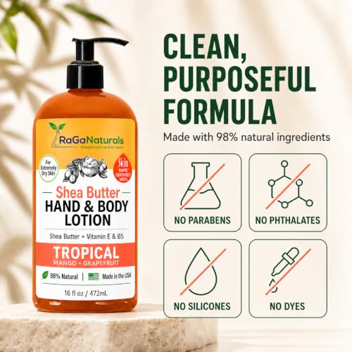 Tropical Mango Shea Butter Body Lotion - Hydrating Vegan Moisturizer 16oz - Variation: Tropical Bliss
