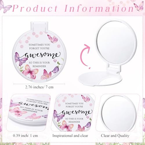 Cinnvoice 25 Set Inspirational Compact Mirrors for Women Butterfly Design