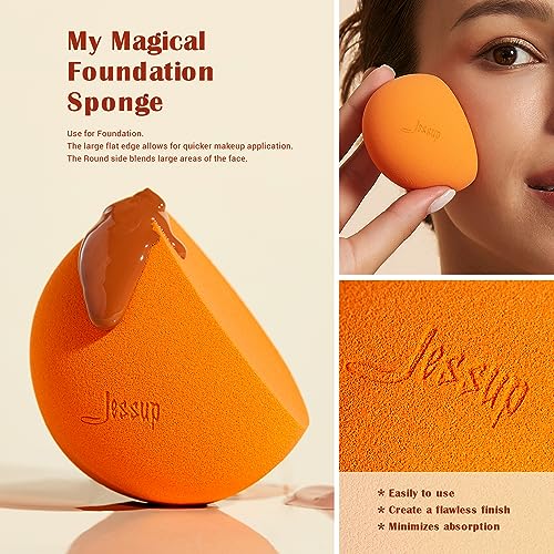 Jessup Double Sided Makeup Brushes Set T502 Bundled with Makeup Sponge Set SP013